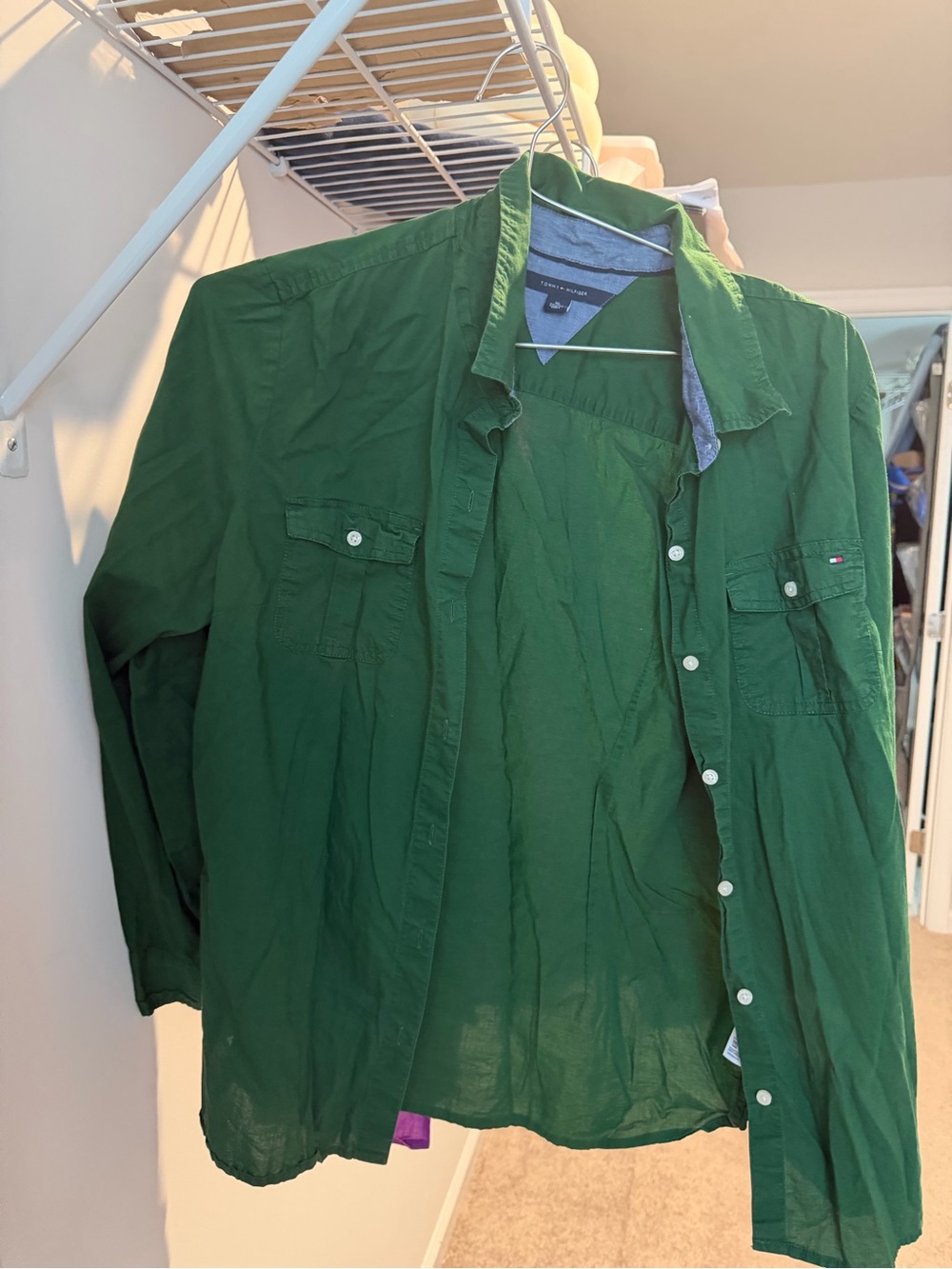 Tommy Hilfiger Green Button-Front Women's Shirt